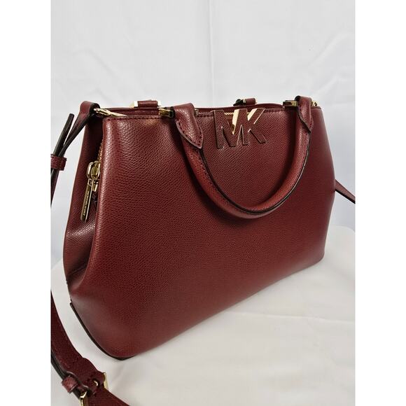 Michael Kors Florence Burgundy / Bordeaux Leather Satchel (Medium) - Picture 8 of 8